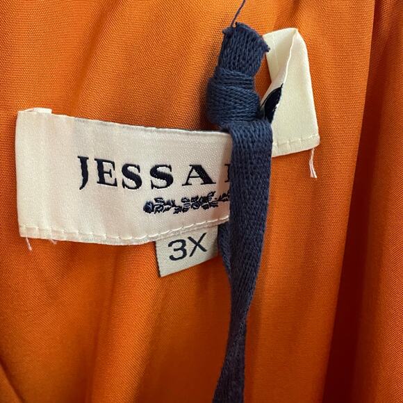 NWT Jessakae 3X Serene Floral Dress Orange Floral One Shoulder Embroidered - Picture 10 of 16